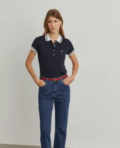 Polo piqué bicolor em algodão|LION OF PORCHES New