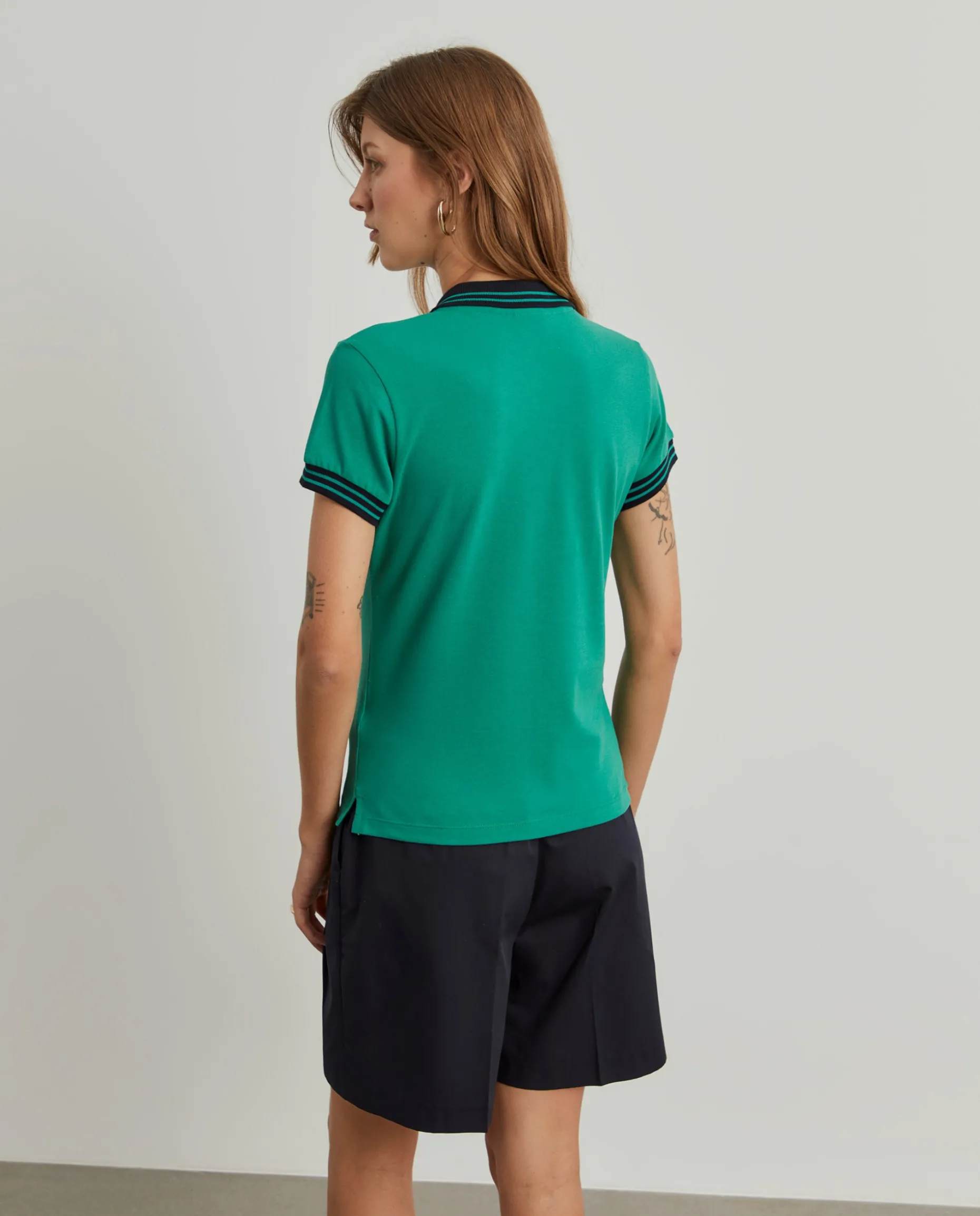 Polo piqué bicolor em algodão|LION OF PORCHES Clearance