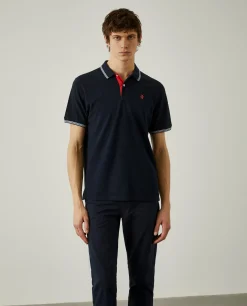 Polo piqué com riscas a contraste|LION OF PORCHES Sale
