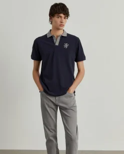 Polo piqué sem botões gola em contraste|LION OF PORCHES Best Sale