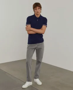 Polo piqué slim fit com riscas|LION OF PORCHES Fashion
