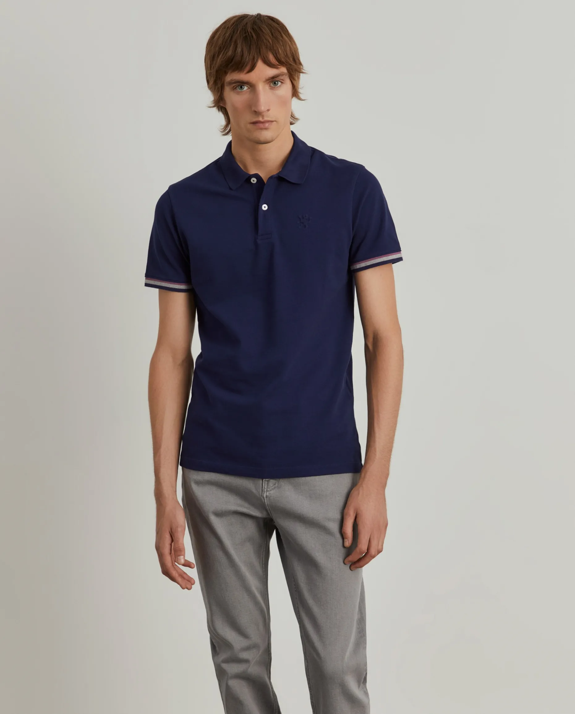 Polo piqué slim fit com riscas|LION OF PORCHES Fashion