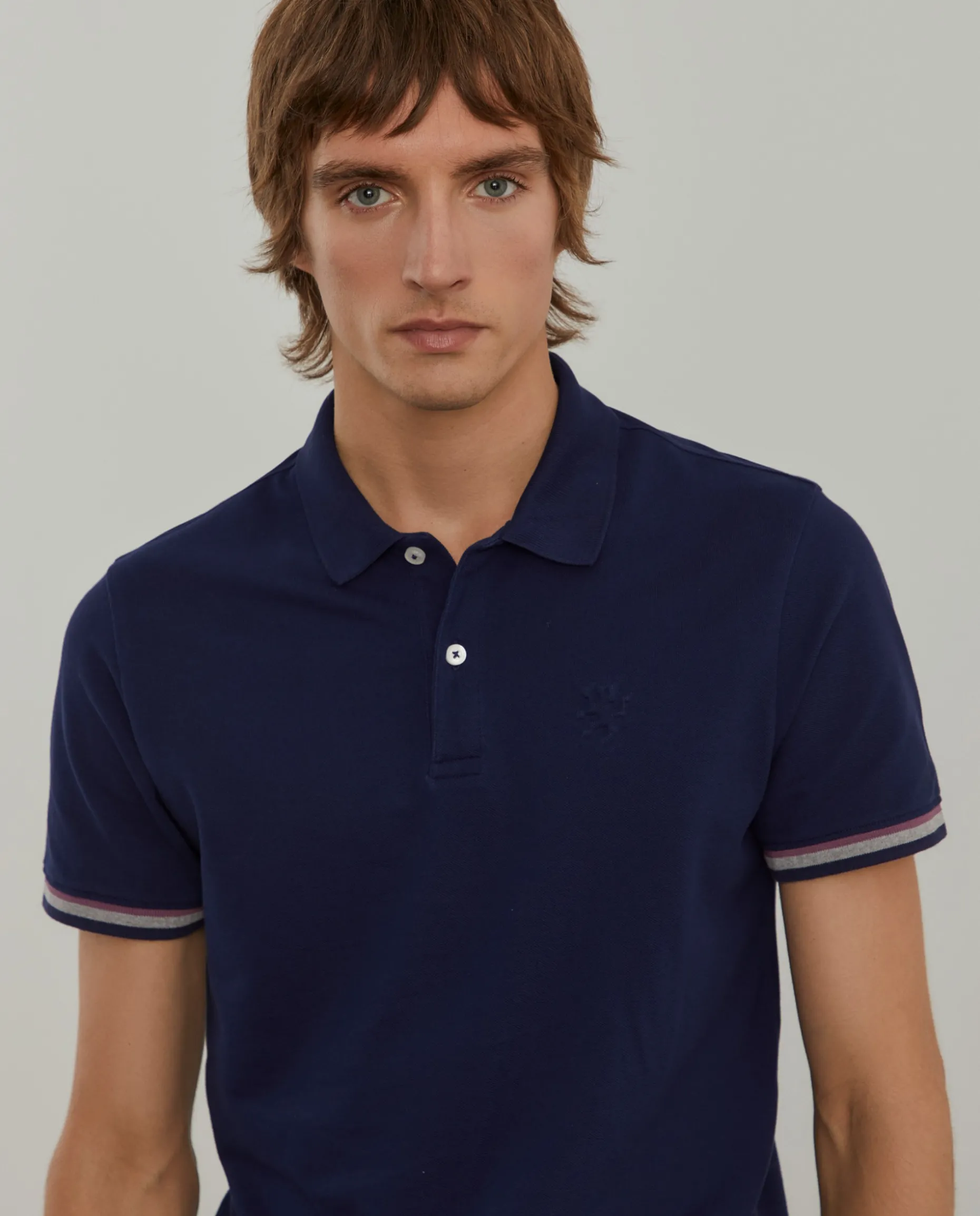 Polo piqué slim fit com riscas|LION OF PORCHES Fashion