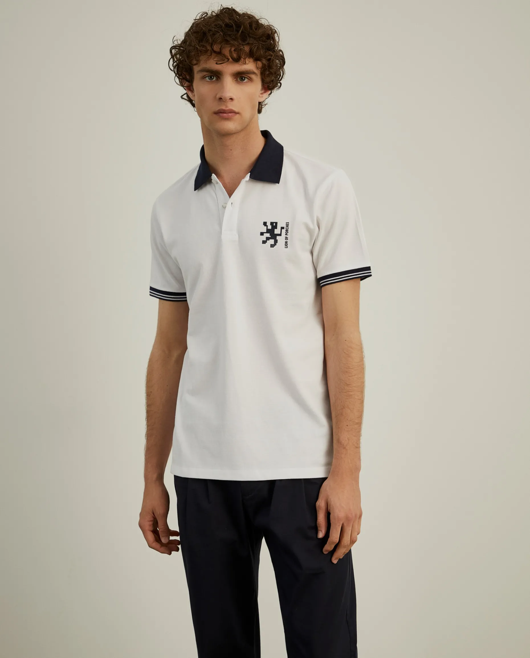 Polo piqué slim fit em algodão|LION OF PORCHES Store