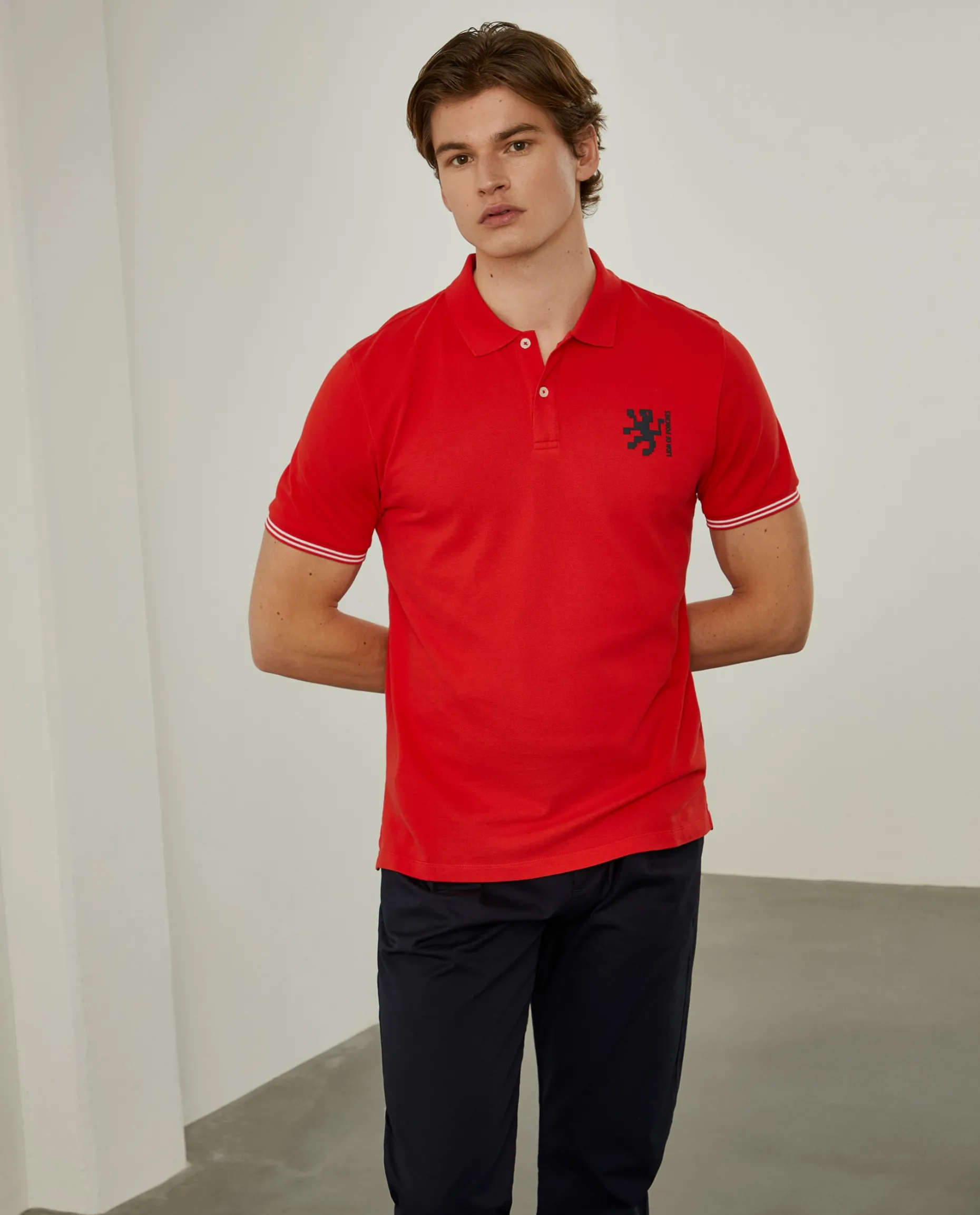 Polo piqué slim fit em algodão|LION OF PORCHES Best Sale