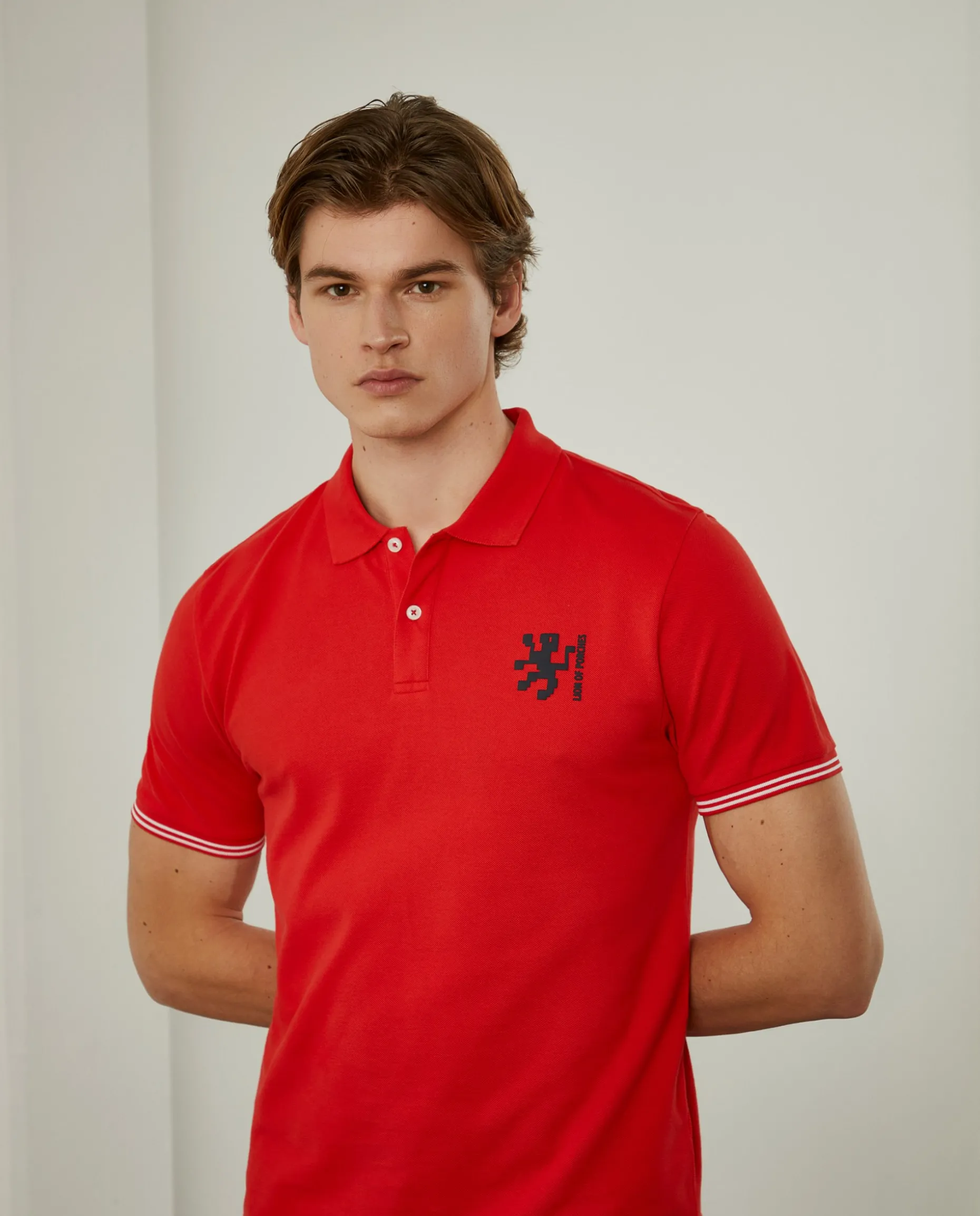 Polo piqué slim fit em algodão|LION OF PORCHES Best Sale