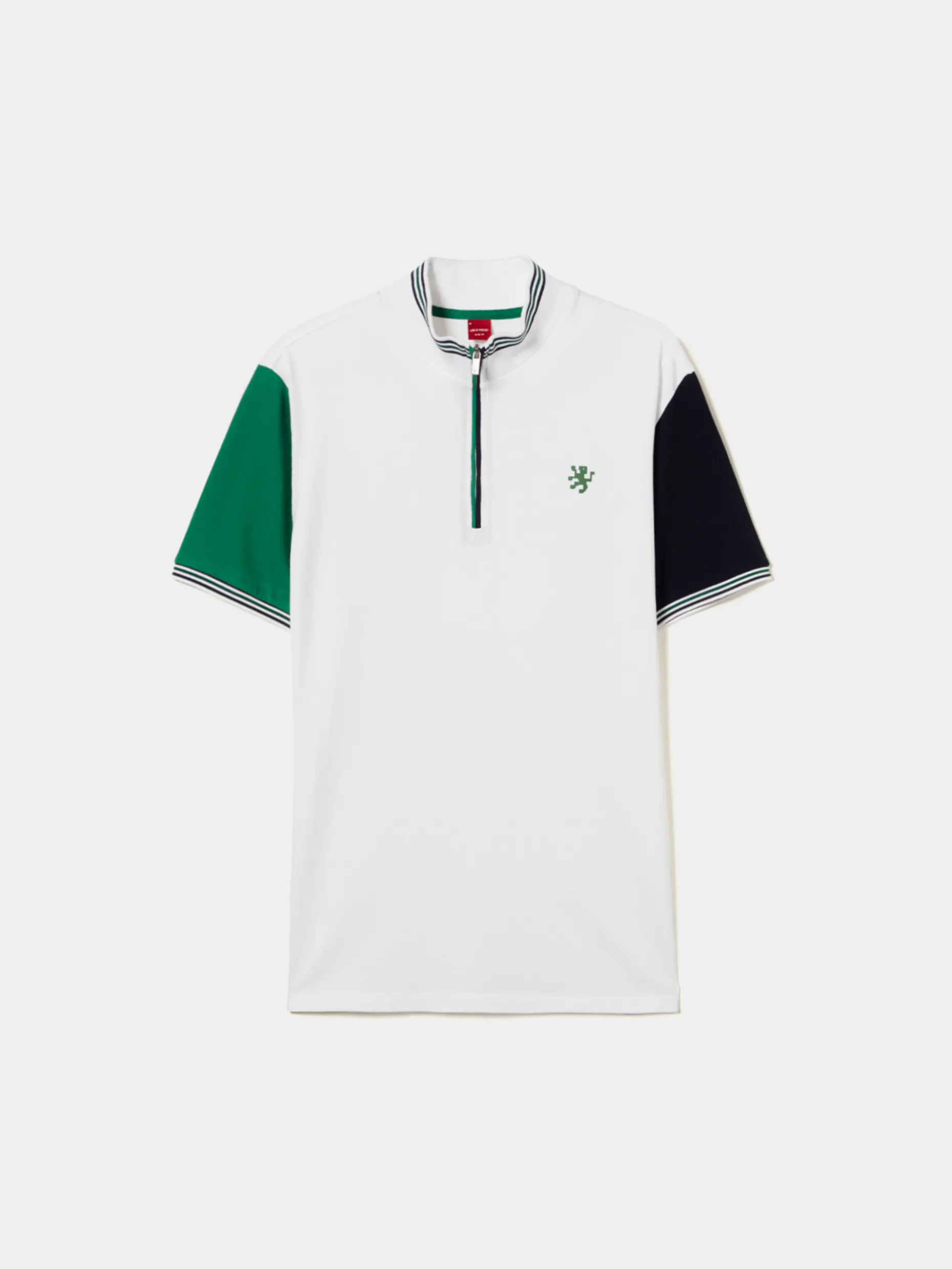 Polo piqué tricolor com fecho|LION OF PORCHES Flash Sale