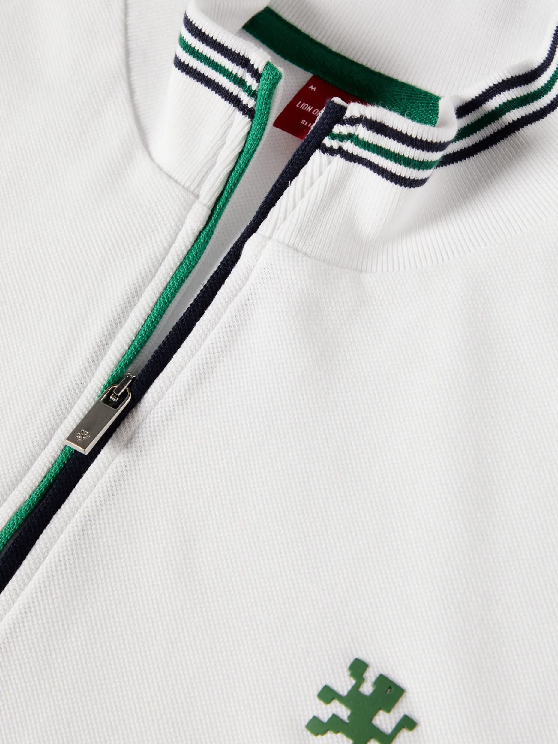 Polo piqué tricolor com fecho|LION OF PORCHES Flash Sale