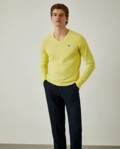 Pullover de algodão com decote em V|LION OF PORCHES New