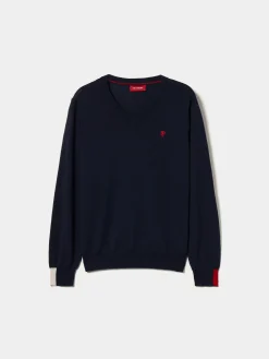 Pullover de lã com decote em V|LION OF PORCHES Discount