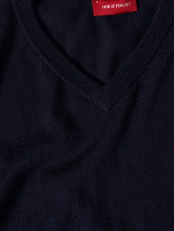 Pullover de lã com decote em V|LION OF PORCHES Discount