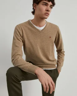 Pullover de lã decote em V|LION OF PORCHES Hot
