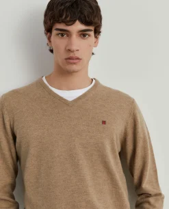 Pullover de lã decote em V|LION OF PORCHES Hot
