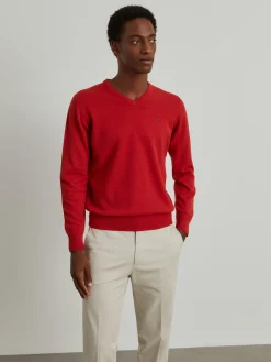 Pullover de lã decote em V|LION OF PORCHES Fashion