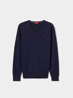 Pullover de lã decote em V|LION OF PORCHES Shop