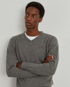 Pullover de lã decote em V|LION OF PORCHES Fashion