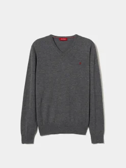 Pullover de lã decote em V|LION OF PORCHES Fashion