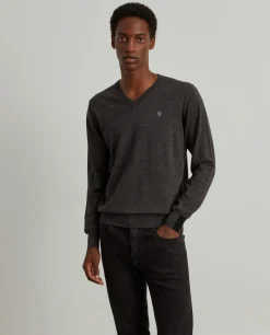 Pullover de lã decote em V|LION OF PORCHES Store