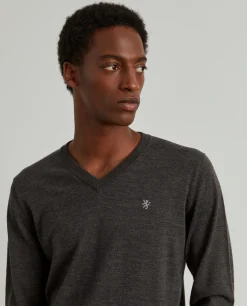 Pullover de lã decote em V|LION OF PORCHES Store