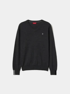 Pullover de lã decote em V|LION OF PORCHES Store