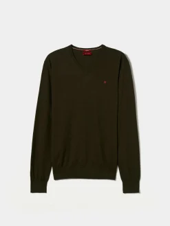 Pullover decote em V algodão e caxemira|LION OF PORCHES Cheap