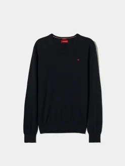 Pullover decote em V de algodão e caxemira|LION OF PORCHES Clearance