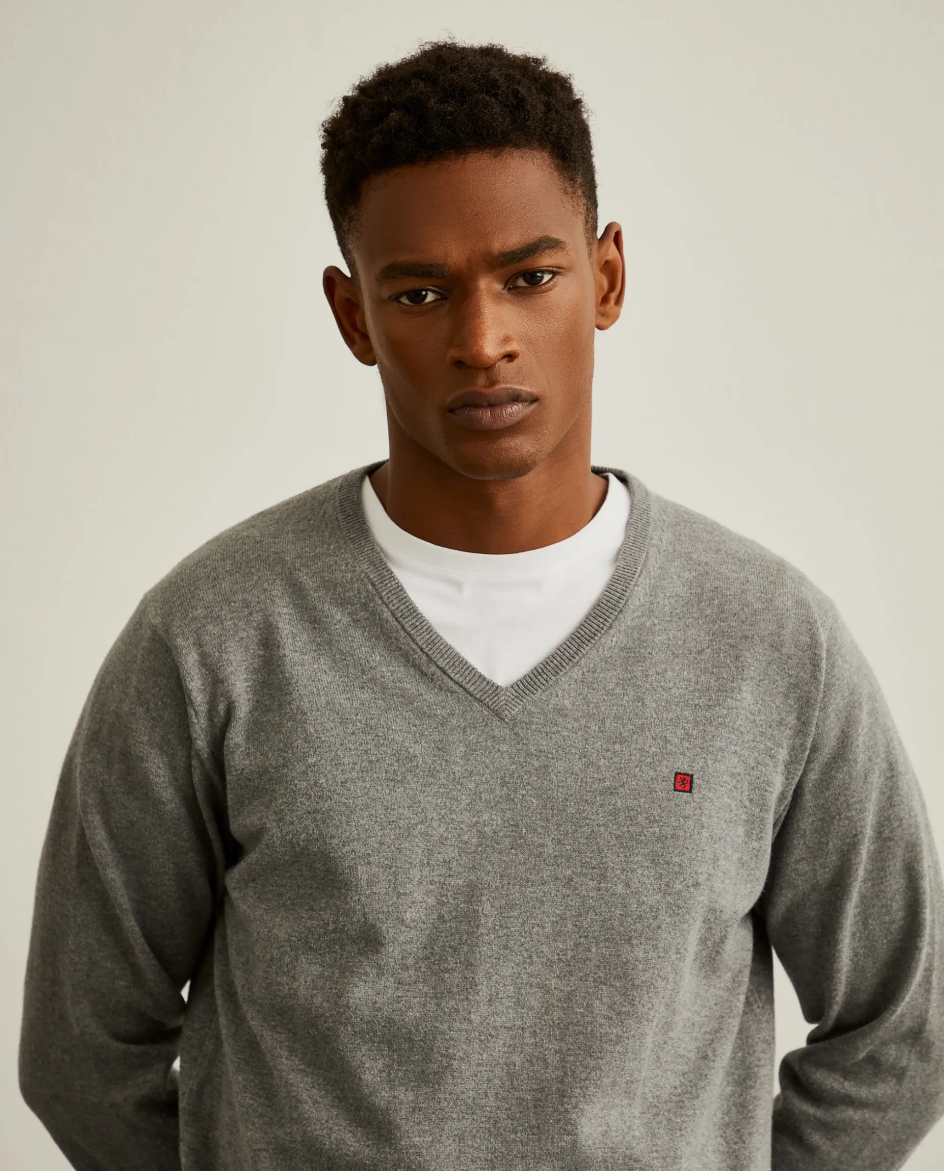 Pullover decote em V de algodão e caxemira|LION OF PORCHES Best Sale