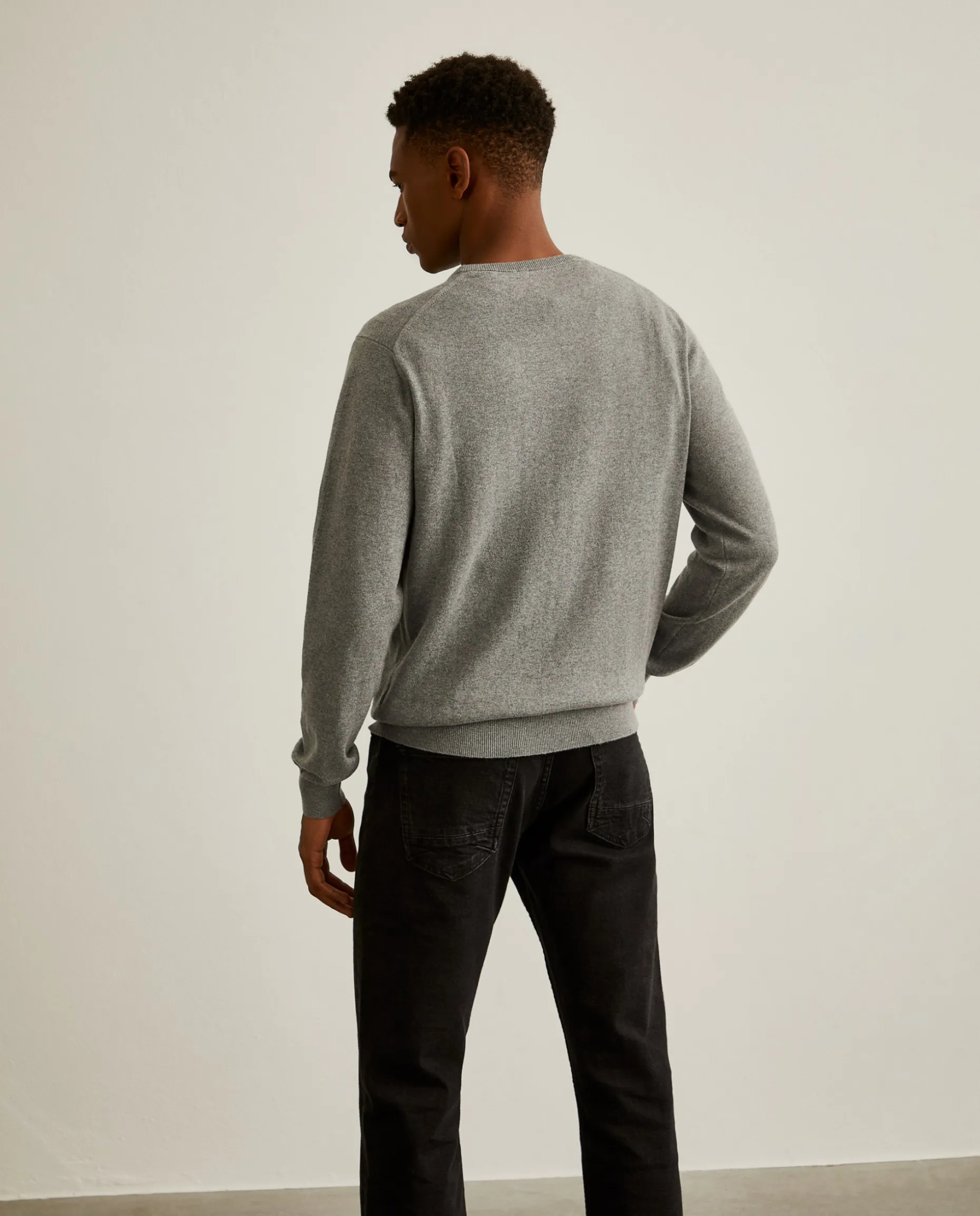 Pullover decote em V de algodão e caxemira|LION OF PORCHES Best Sale