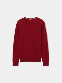Pullover decote em V mistura de lã|LION OF PORCHES Online