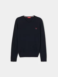 Pullover decote em V mistura de lã|LION OF PORCHES Best Sale
