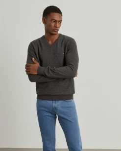 Pullover decote em V mistura de lã|LION OF PORCHES Fashion
