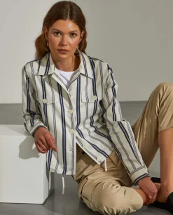 Sobrecamisa com riscas e cintura ajustável|LION OF PORCHES New