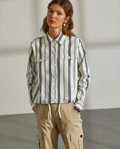 Sobrecamisa com riscas e cintura ajustável|LION OF PORCHES New