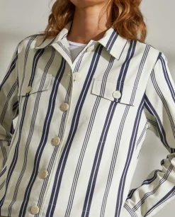 Sobrecamisa com riscas e cintura ajustável|LION OF PORCHES New