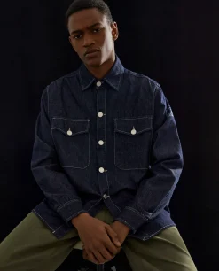 Sobrecamisa para homem regular fit em denim e com bolsos|LION OF PORCHES Shop