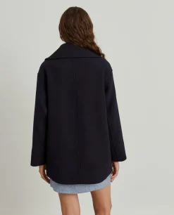 Sobretudo cruzado oversize mistura de lã|LION OF PORCHES New