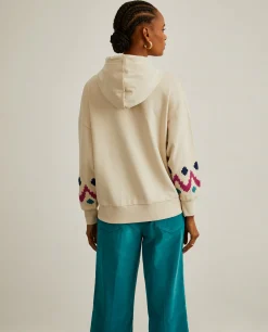 Sweater com capuz e bordado jacquard nas mangas|LION OF PORCHES Best Sale