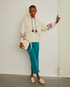Sweater com capuz e bordado jacquard nas mangas|LION OF PORCHES Best Sale