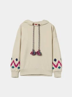 Sweater com capuz e bordado jacquard nas mangas|LION OF PORCHES Best Sale