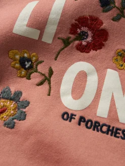 Sweater com capuz e bordado de flores|LION OF PORCHES Store