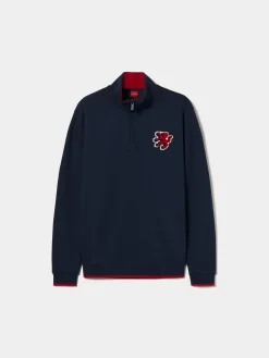 Sweater com fecho e riscas em contraste|LION OF PORCHES Cheap