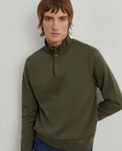 Sweater de algodão com botões e meio fecho|LION OF PORCHES Cheap