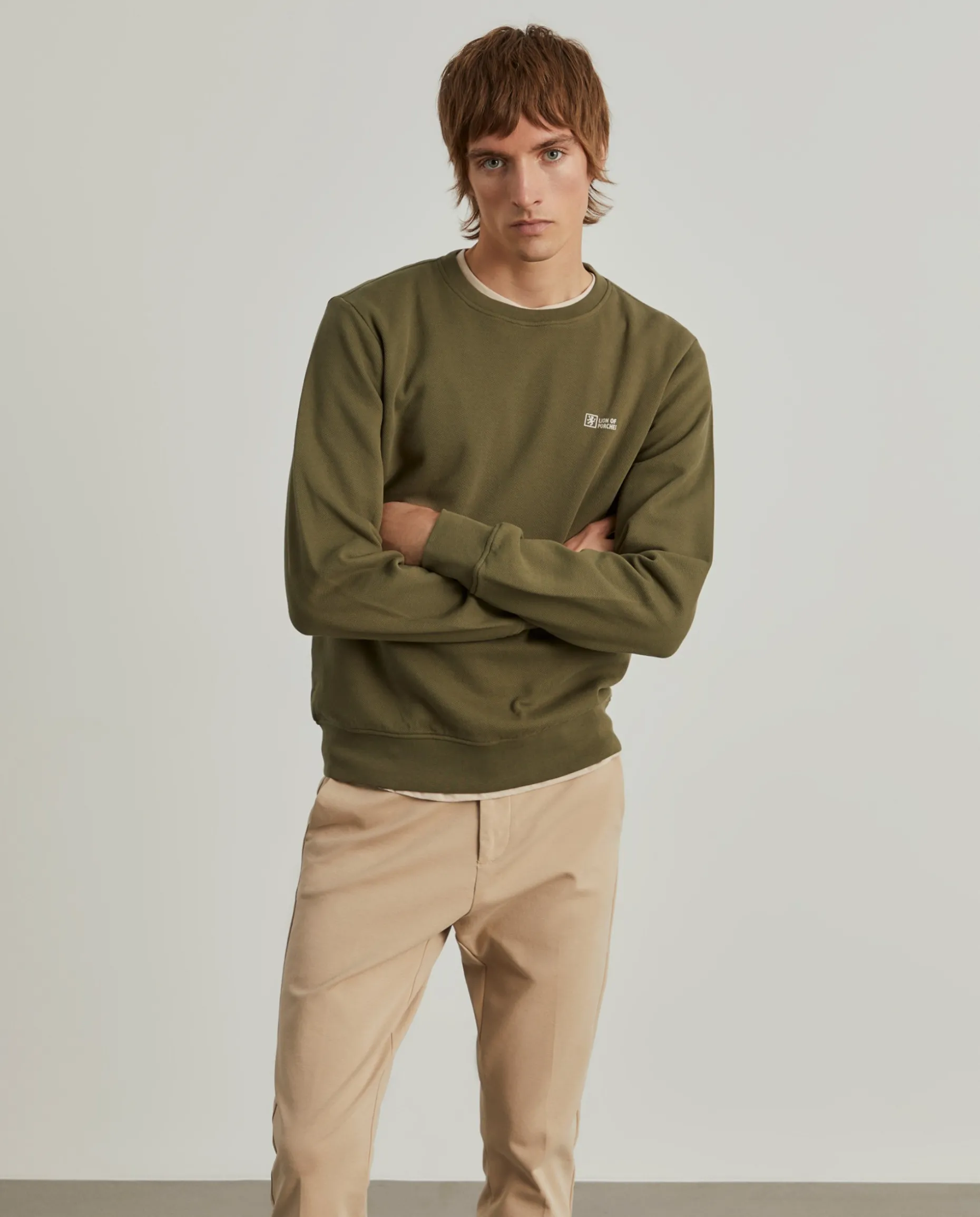 Sweater decote redondo em malha piqué|LION OF PORCHES Clearance