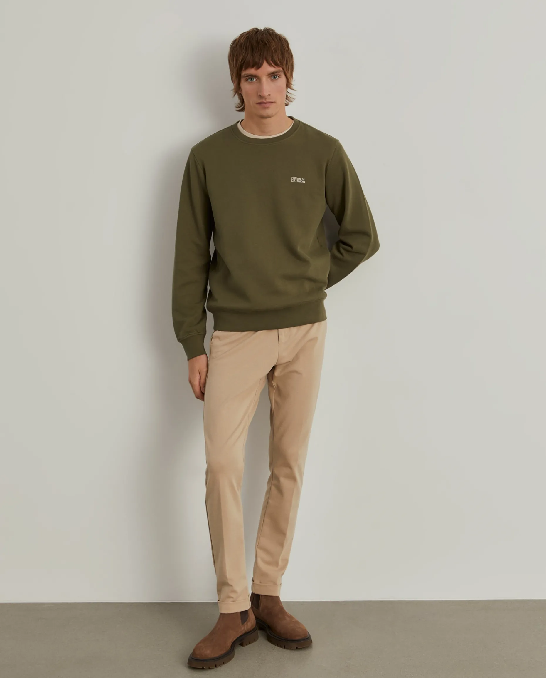 Sweater decote redondo em malha piqué|LION OF PORCHES Clearance