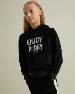 Sweater veludo com capuz e mensagem|LION OF PORCHES Online