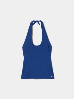 Top halter de malha com costas abertas|LION OF PORCHES Cheap