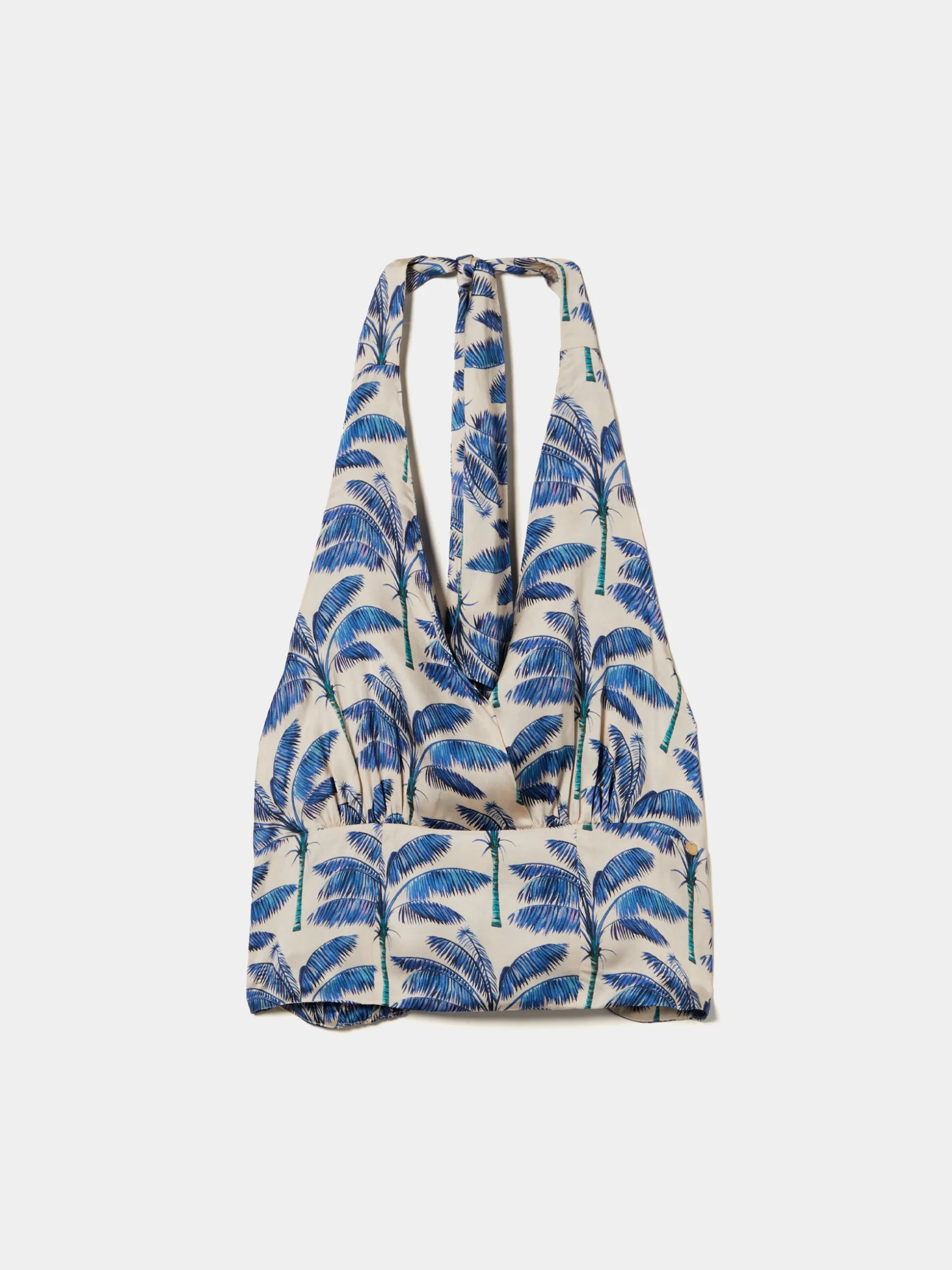 Top halter fluido com padrão palmeiras|LION OF PORCHES Store