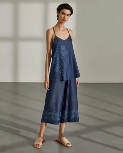 Top para mulher em lyocell com estampado floral e sem mangas|LION OF PORCHES Sale