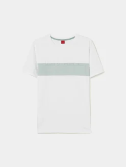 T-shirt 100% algodão com barra em contraste|LION OF PORCHES Outlet