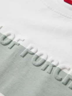 T-shirt 100% algodão com barra em contraste|LION OF PORCHES Outlet